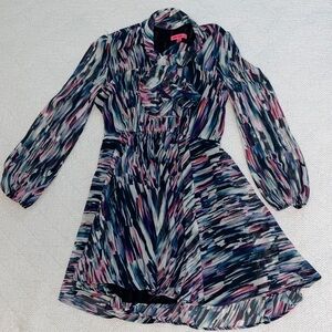 Betsey Johnson Multicolor Brushstroke Print Dress - Navy, Pink, White
